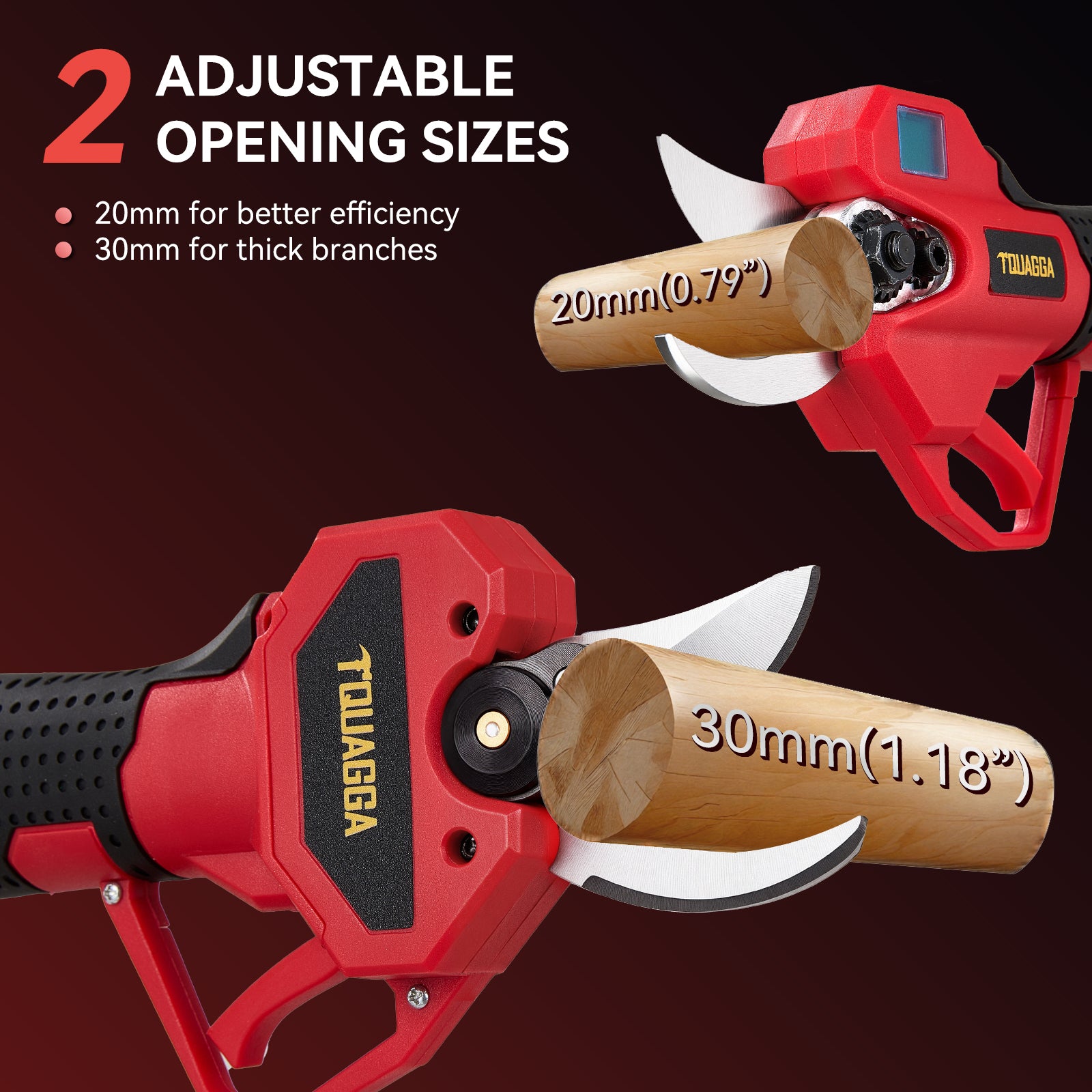 21V Cordless Electric Pruning Shears 28mm Max Cut, 2 Batteries, 6 8H Runtime, Tree Shrub Trimmer